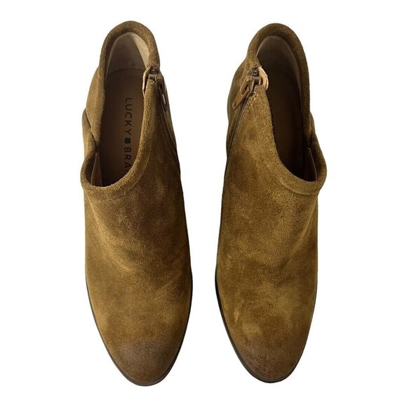 Lucky Brand Boot Size 8 Brown Suede Salza Ankle Bootie - Picture 3 of 9